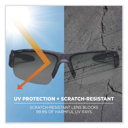 Skullerz Dagr Safety Glasses, Kryptek Highlander Nylon Impact Frame, Anti-Fog Smoke Polycarbonate Lens