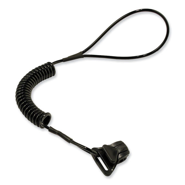 Squids 3158 Coiled Lanyard with Clamp, 2 lb Max Working Capacity, 12" to 48" Long, Black