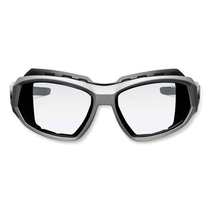 Skullerz Loki Safety Glasses/Goggles, Matte Gray Nylon Impact Frame, Anti-Fog Clear Polycarb Lens