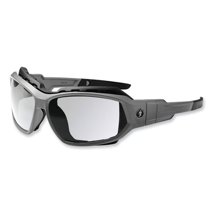 Skullerz Loki Safety Glasses/Goggles, Matte Gray Nylon Impact Frame, Anti-Fog Clear Polycarb Lens