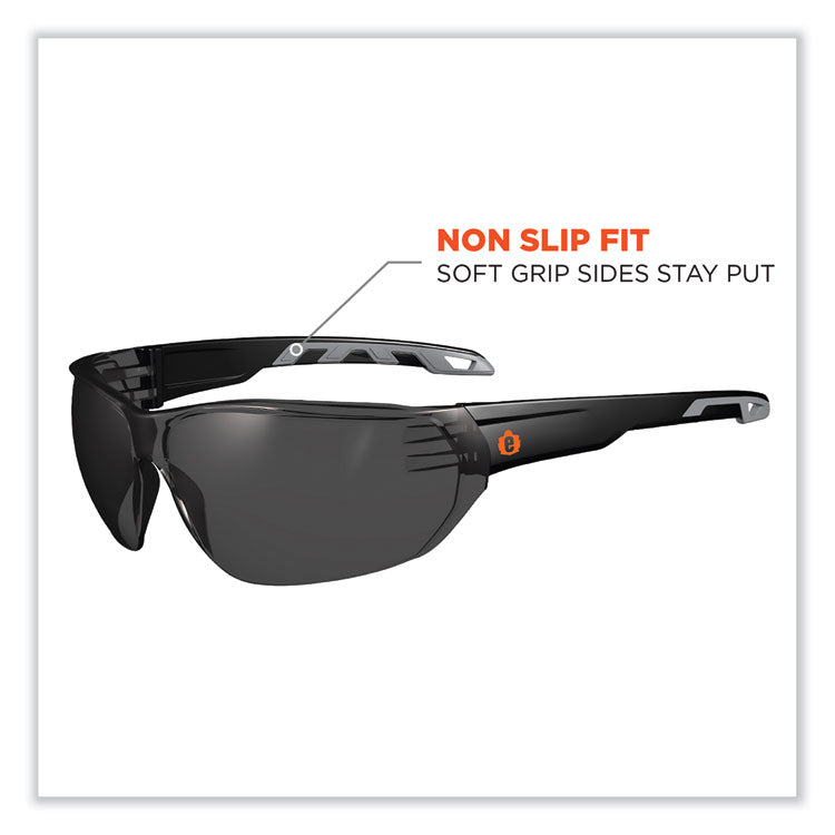 Skullerz Vali Frameless Safety Glasses, Black Nylon Impact Frame, Anti-Fog Smoke, Polycarbonate Lens