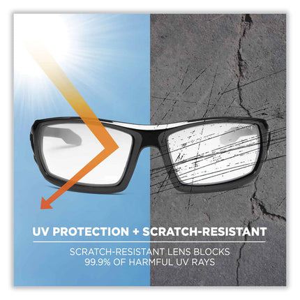 Skullerz Odin Safety Glasses, Black Nylon Impact Frame, Blue Mirror Polycarbonate Lens