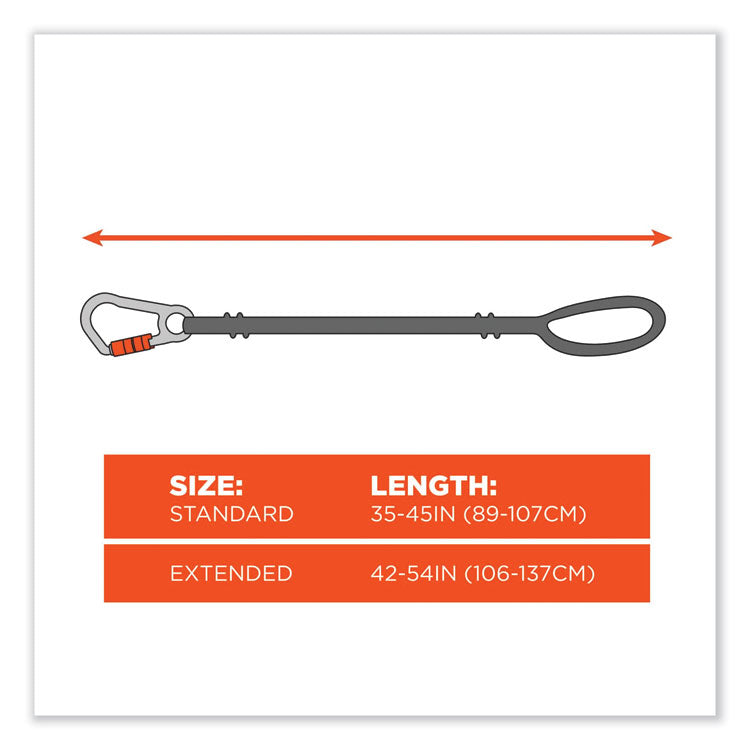 Squids 3100 Lanyard with Aluminum Carabiner + Cinch-Loop, 10 lb Max Working Capacity, 42" to 54" Long, Lime