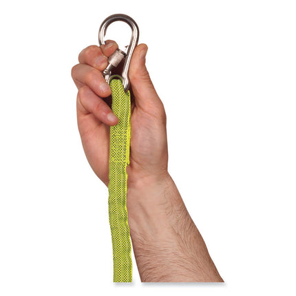 Squids 3101 Lanyard with Stainless Steel Carabiner + Cinch-Loop, 15 lb Max Working Capacity, 42" to 54" Long, Lime