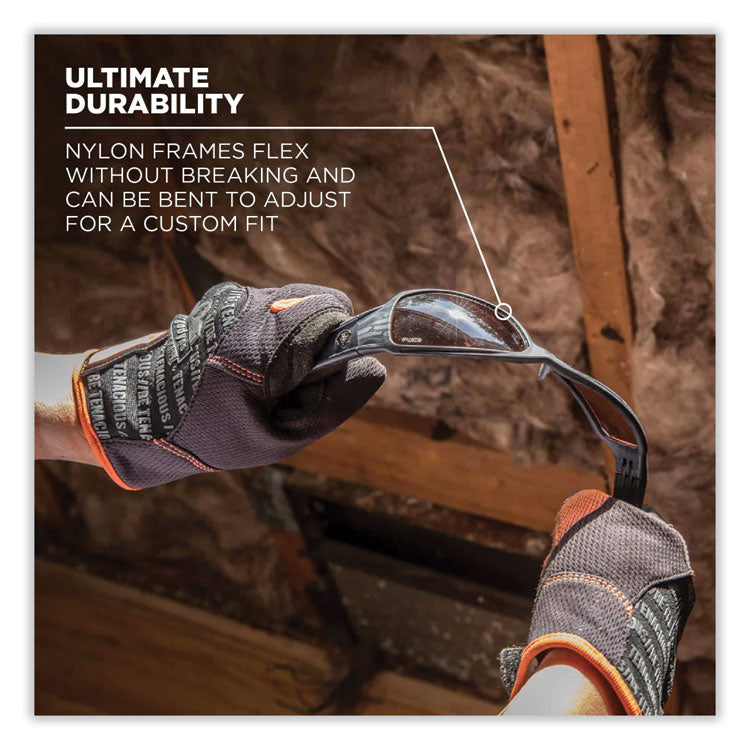 Skullerz Skoll Safety Glasses, Matte Black Nylon Impact Frame, Smoke Polycarbonate Lens