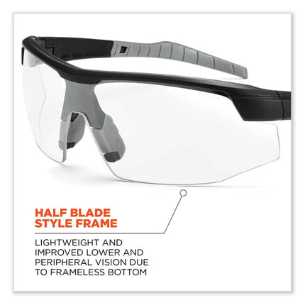 Skullerz Skoll Safety Glasses, Matte Black Nylon Impact Frame, Clear Polycarbonate Lens