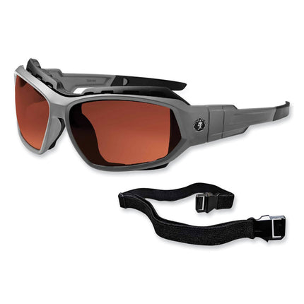 Skullerz Loki Safety Glasses/Goggles, Gray Nylon Impact Frame, Polarized Copper Polycarbonate Lens