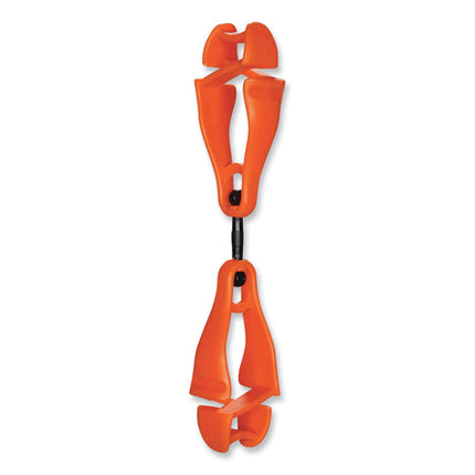 Squids 3420 Dual Clip Swivel Glove Clip Holder, 1 x 0.6 x 5.5, Acetal Copolymer, Orange, 100/Pack