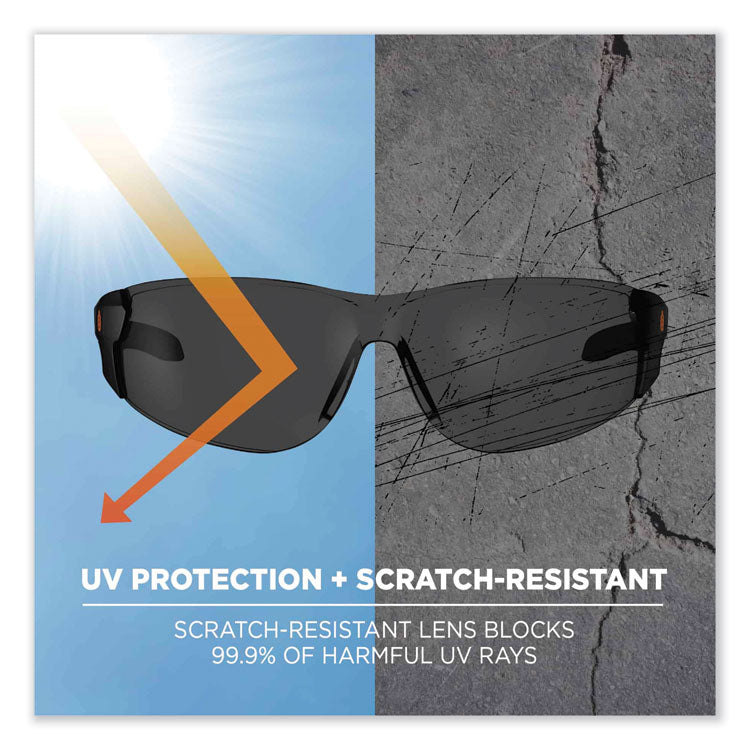 Skullerz Saga Frameless Safety Glasses, Matte Black Nylon Impact Frame, Smoke Polycarbonate Lens