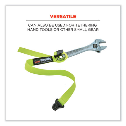 Squids 3155 Elastic Lanyard with Clamp, 2 lb Max Working Capacity, 18" to 48" Long, Lime