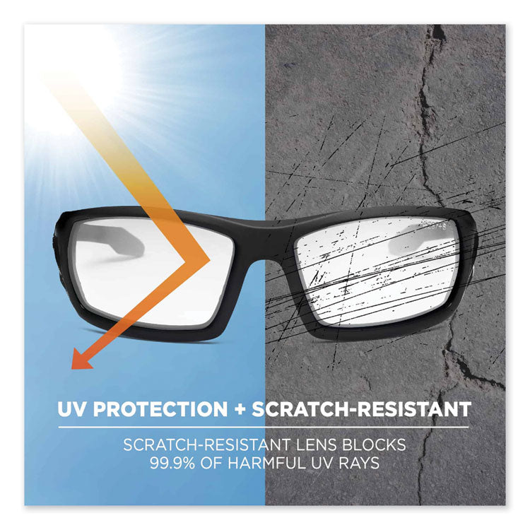 Skullerz Odin Safety Glasses, Matte Black Nylon Impact Frame, Anti-Fog Clear Polycarbonate Lens