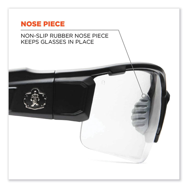 Skullerz Dagr Safety Glasses, Black Nylon Impact Frame, Anti-Fog Clear Polycarbonate Lens