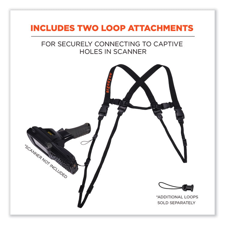 Squids 3132 Barcode Scanner Lanyard Harness, X-Large: 23" Arm Strap, 46" Lanyard Strap, Black