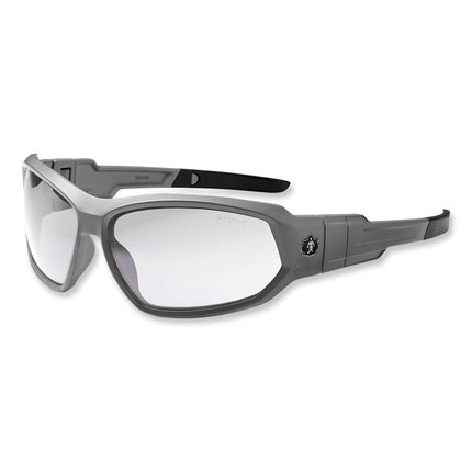 Skullerz Loki Safety Glasses/Goggles, Matte Gray Nylon Impact Frame, Anti-Fog Clear Polycarb Lens