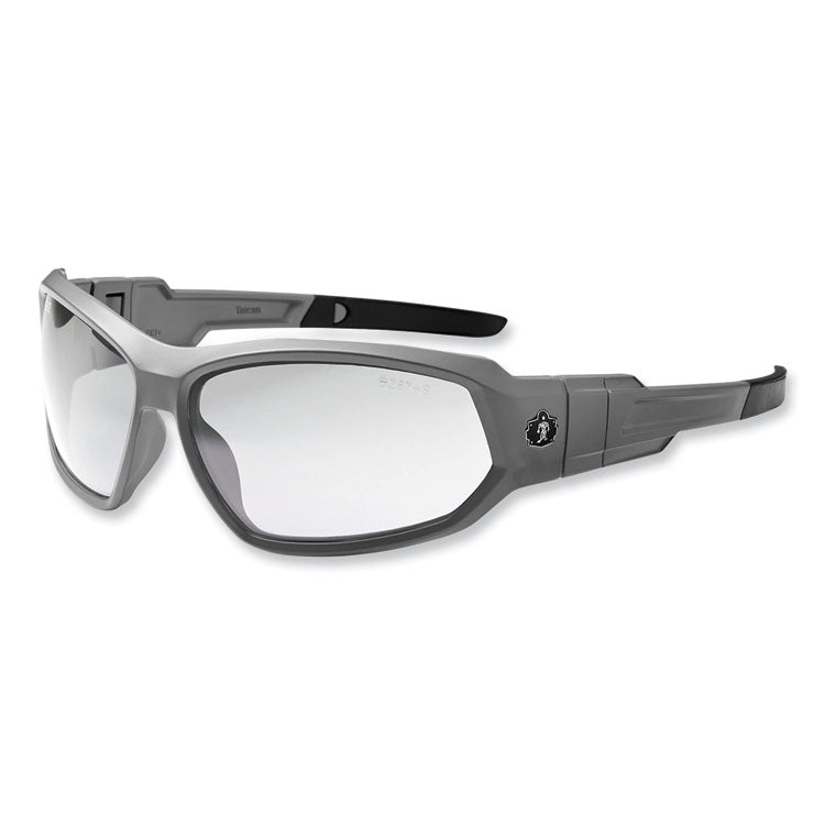 Skullerz Loki Safety Glasses/Goggles, Matte Gray Nylon Impact Frame, Anti-Fog Clear Polycarb Lens