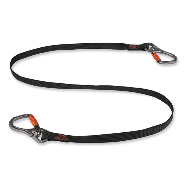 Squids 3139 Tool Lanyard with 2 Locking Swivel Carabiners, 40 lb Max Working Capacity, 76" Long, Black/Orange