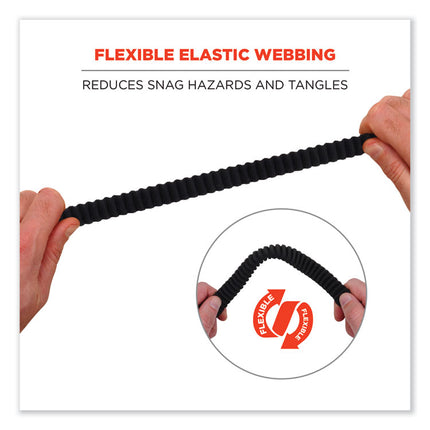 Squids 3105 Tool Lanyard with Aluminum Carabiner + Cinch-Loop, 15 lb Max Working Capacity, 32" to 48" Long, Black, 10/Pack