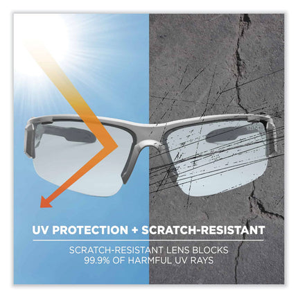 Skullerz Dagr Safety Glasses, Matte Gray Nylon Impact Frame, Indoor/Outdoor Polycarbonate Lens