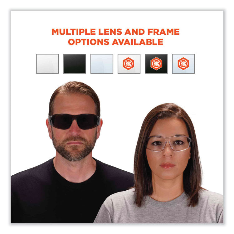 Skullerz Saga Frameless Safety Glasses, Black Nylon Impact Frame, Anti-Fog Clear Polycarbonate Lens