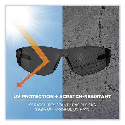 Skullerz Saga Frameless Safety Glasses, Black Nylon Impact Frame, Anti-Fog Smoke Polycarbonate Lens