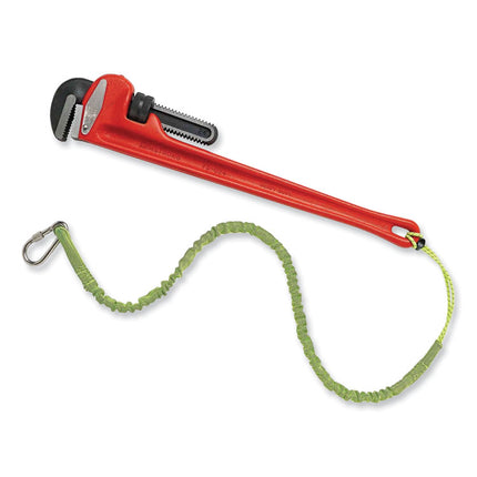 Squids 3101 Lanyard with Stainless Steel Carabiner + Cinch-Loop, 15 lb Max Working Capacity, 42" to 54" Long, Lime