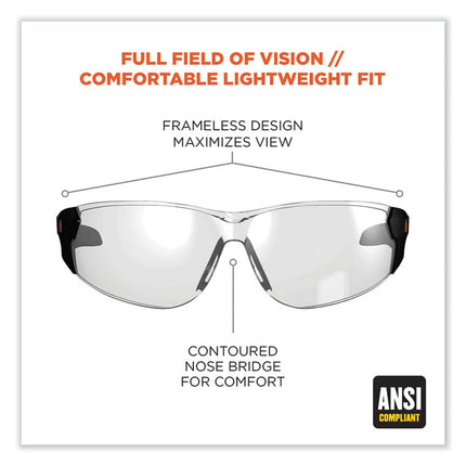Skullerz Saga Frameless Safety Glasses, Black Nylon Impact Frame, Indoor/Outdoor Polycarbonate Lens