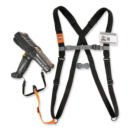 Squids 3138 Padded Barcode Scanner Lanyard Harness, 33" Arm Strap s,18.5" Lanyard ,Black/Orange/Gray