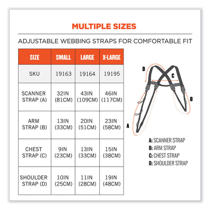 Squids 3132 Barcode Scanner Lanyard Harness, Small: 13" Arm Strap, 32" Long Lanyard Strap, Black