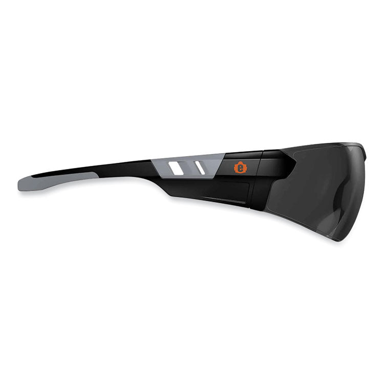 Skullerz Saga Frameless Safety Glasses, Black Nylon Impact Frame, Anti-Fog Smoke Polycarbonate Lens