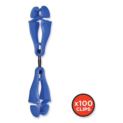 Squids 3420 Dual Clip Swivel Glove Clip Holder, 1 x 0.6 x 5.5, Acetal Copolymer, Blue, 100/Pack