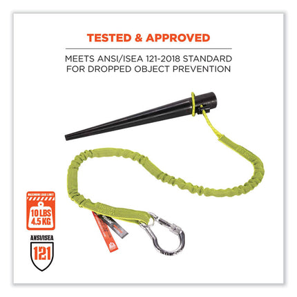 Squids 3100 Lanyard with Aluminum Carabiner + Cinch-Loop, 10 lb Max Working Capacity, 42" to 54" Long, Lime