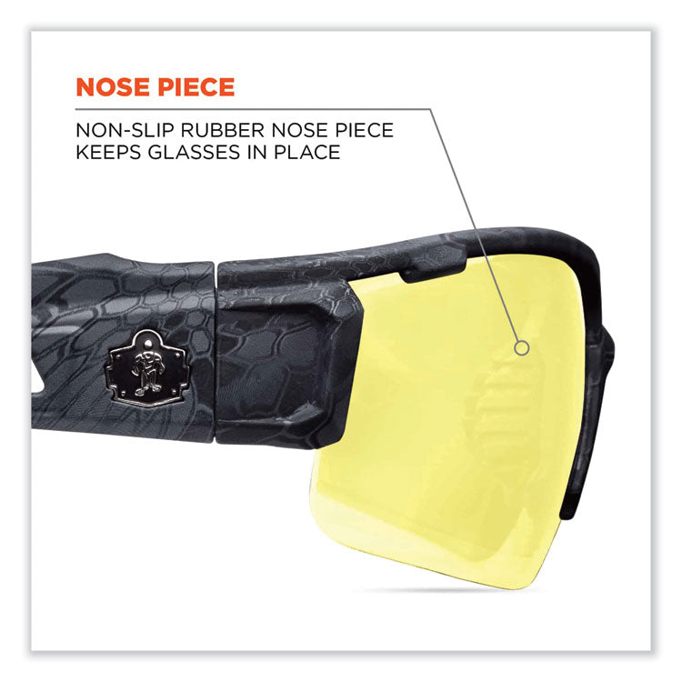 Skullerz Dagr Safety Glasses, Black Nylon Impact Frame, Yellow Polycarbonate Lens