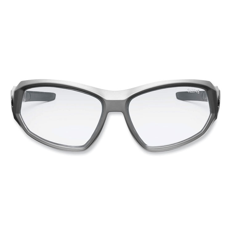 Skullerz Loki Safety Glasses/Goggles, Matte Gray Nylon Impact Frame, Anti-Fog Clear Polycarb Lens