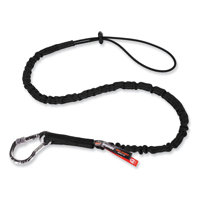 Squids 3100 Lanyard with Aluminum Carabiner + Cinch-Loop, 10 lb Max Working Capacity, 42" to 54" Long, Black