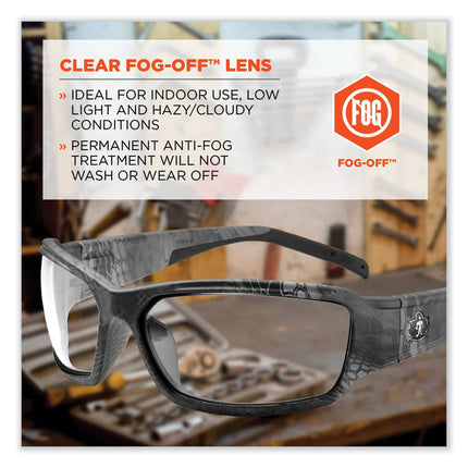 Skullerz Thor Safety Glasses, Kryptek Tyhpon Nylon Impact Frame, AntiFog Clear Polycarbonate Lens