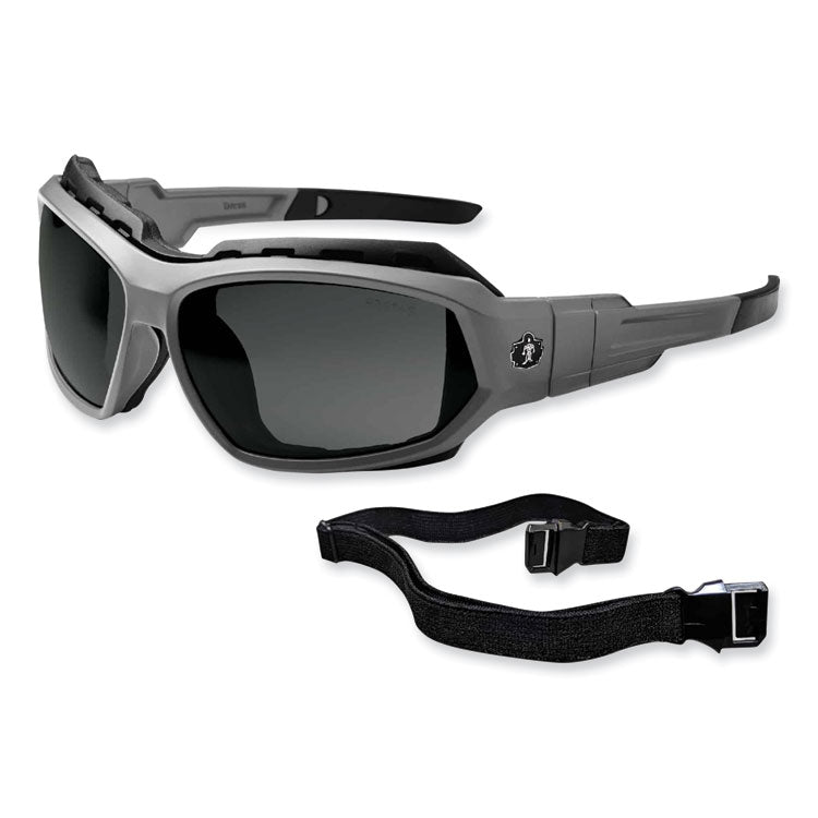 Skullerz Loki Safety Glasses/Goggles, Matte Gray Nylon Impact Frame, Polarized Smoke Polycarbonate Lens