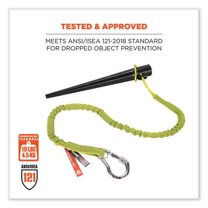 Squids 3100 Lanyard with Aluminum Carabiner + Cinch-Loop, 10 lb Max Working Capacity, 35" to 45" Long, Lime