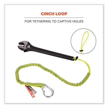 Squids 3100 Lanyard with Aluminum Carabiner + Cinch-Loop, 10 lb Max Working Capacity, 42" to 54" Long, Lime