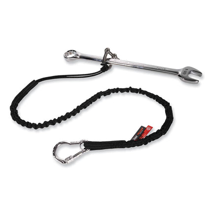 Squids 3100 Lanyard with Aluminum Carabiner + Cinch-Loop, 10 lb Max Working Capacity, 42" to 54" Long, Black