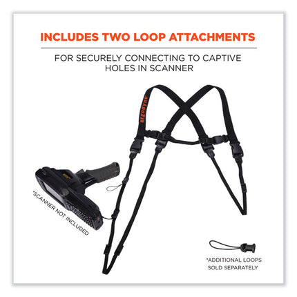 Squids 3132 Barcode Scanner Lanyard Harness, Small: 13" Arm Strap, 32" Long Lanyard Strap, Black