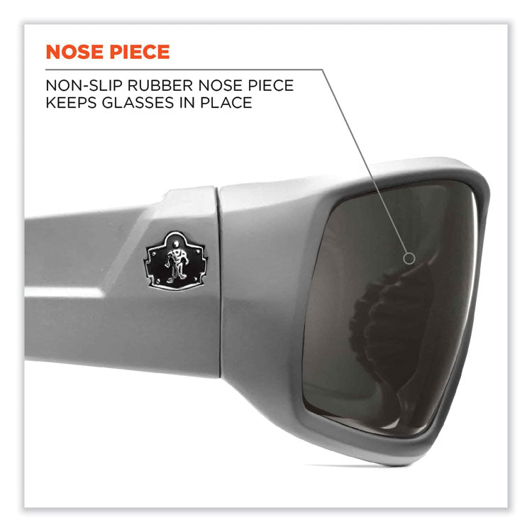 Skullerz Odin Safety Glasses, White Nylon Impact Frame, Polarized Smoke Polycarbonate Lens