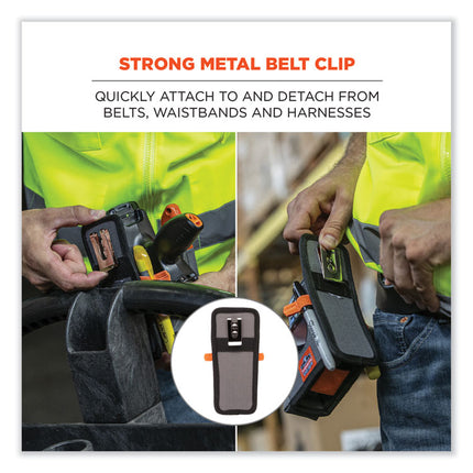 Squids 5541 Handheld Barcode Scanner Holster with Belt Clip, Large, 2 Compartments, 2.75 x 3.5 x 8, Polyester,Gray