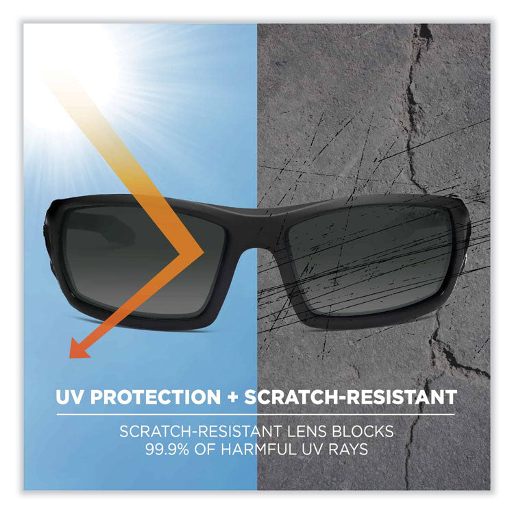 Skullerz Odin Safety Glasses, Matte Black Nylon Impact Frame, Anti-Fog Smoke Polycarbonate Lens