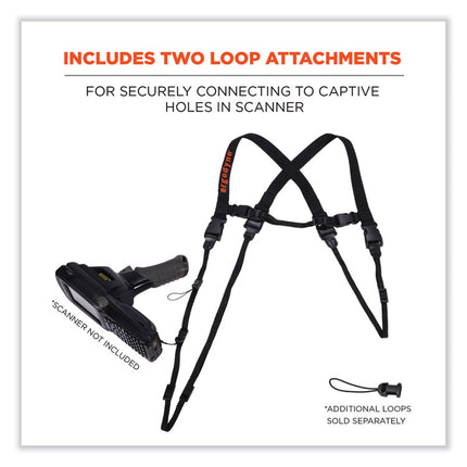 Squids 3132 Barcode Scanner Lanyard Harness, Large: 20" Arm Strap, 43" Long Lanyard Strap, Black