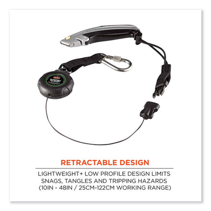 Squids 3001 Retractable Tool Lanyard with Choking-Loop Tool Tether + Carabiner Anchor, 2 lb Max Working Capacity, 48" Long