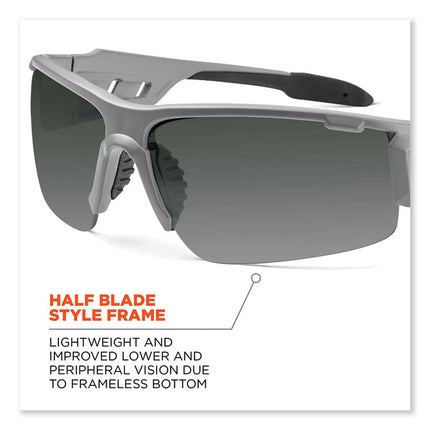Skullerz Dagr Safety Glasses, Matte Gray Nylon Impact Frame, Anti-Fog Smoke Polycarbonate Lens