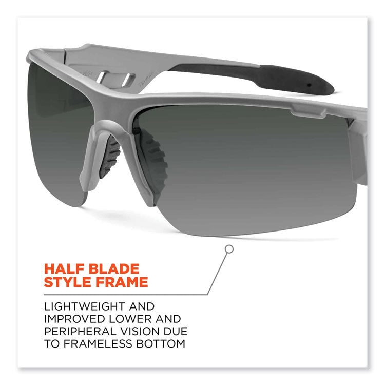 Skullerz Dagr Safety Glasses, Matte Gray Nylon Impact Frame, Anti-Fog Smoke Polycarbonate Lens