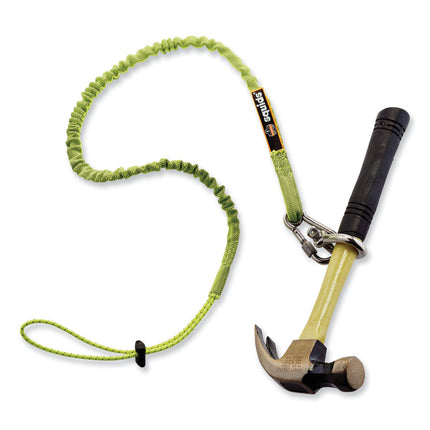 Squids 3101 Lanyard with Stainless Steel Carabiner + Cinch-Loop, 15 lb Max Working Capacity, 42" to 54" Long, Lime