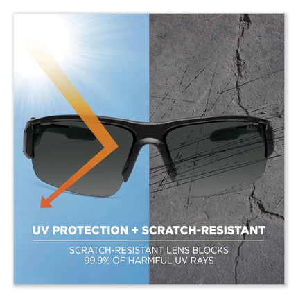 Skullerz Dagr Safety Glasses, Matte Black Nylon Impact Frame, Smoke Polycarbonate Lens