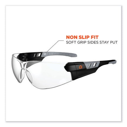 Skullerz Saga Frameless Safety Glasses, Black Nylon Impact Frame, Anti-Fog Clear Polycarbonate Lens